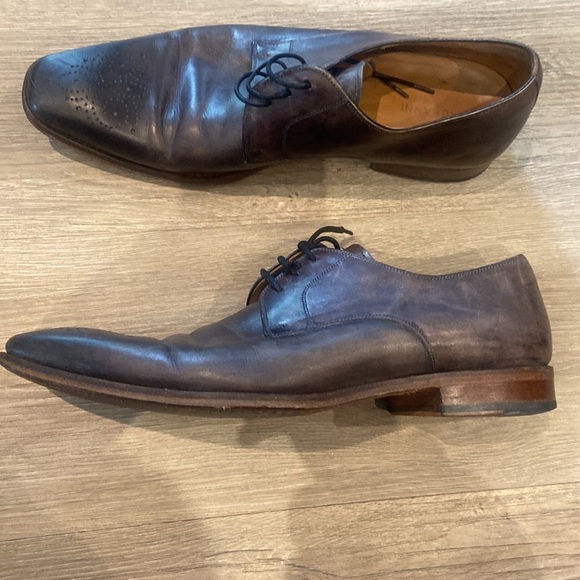 Magnanni Gerardo Dress Shoes Men's 9.5 M Brown Gray Derby Medallion - Picture 3 of 11